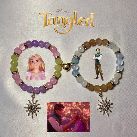 ~* DISNEY MATCHING BRACELETS *~ ——> Available in shop linked in bio - - - - #beadedbracelets #charmbracelets #bracelets #jewelry #disney #smallbusiness #princesstiana #rapunzel #eugene #princenaveen #princesslottie Rapunzel Eugene, Nova Art, Colorful Bead Bracelets, Matching Couple Bracelets, Disney Bracelet, Bff Bracelets, Diy Gift Set, Bff Necklaces, Bead Charms Diy