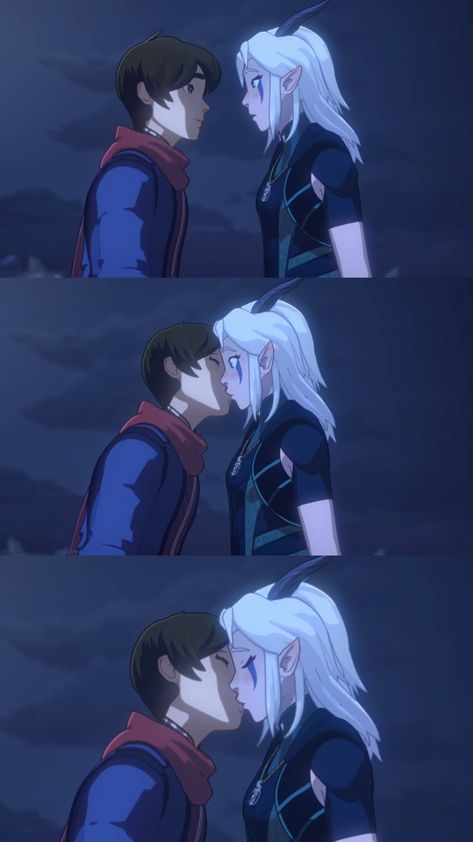 The Dragon Prince Callum And Rayla, Rayla X Callum Kiss, Callum X Rayla Fanart Kiss, Callum And Rayla Fanart, The Dragon Prince Rayla And Callum, Raya And Callum, Rayla X Callum Comic, Callum X Rayla Fanart, Dragon Prince Rayla X Callum