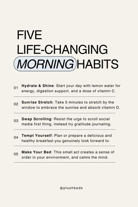 Hitting snooze on repeat? There's a better way to start your day! A healthy morning routine sets the tone for your entire well-being. From boosting your mood and energy levels to improving focus and productivity, a mindful morning can completely transform your day-to-day experiences and interactions.  The first hour of your day sets the course for the next 23. Instead of rushing into the chaos, cultivate habits that nourishes your mind, body, and soul. Best Routine For Healthy Life, Wellness Morning Routine, Good Morning In Different Ways, Productive Day Routine, Improving Focus, Ways To Be Productive, Cozy Core, Daily Routine Habits, Mindful Morning