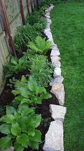 Rock Flower Beds, Backyard Flowers Beds, Landscaping Along Fence, Flower Bed Edging, Flower Bed Designs, Garden Flower Beds, Backyard Flowers, Garden Wallpaper, Fence Landscaping