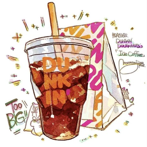 Food Reference, Foodie Art, Food Sketch, Food Artwork, Food Illustration Art, Food Drawings, Cute Food Art, Ice Coffee, Anime Food