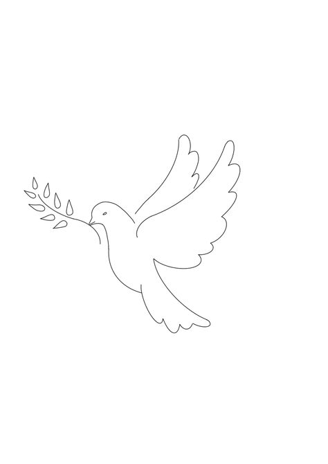 Simple Dove Tattoo Outline, Minimal Dove Tattoo, Simplistic Line Art, Olive Branch Dove Tattoo, Dove Line Drawing, Simple Dove Drawing, Dove Fine Line Tattoo, Peaceful Tattoos Ideas, Dove Of Peace Tattoo