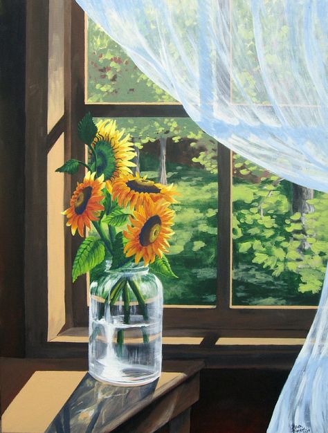 SUNSHINE, by SHARON MARSTON There Is Always Hope, Watercolor Pencil Art, Painting Competition, Creative Drawing Prompts, Canvas Painting Tutorials, Summer Painting, Window Painting, Amazing Art Painting, Art Inspiration Painting