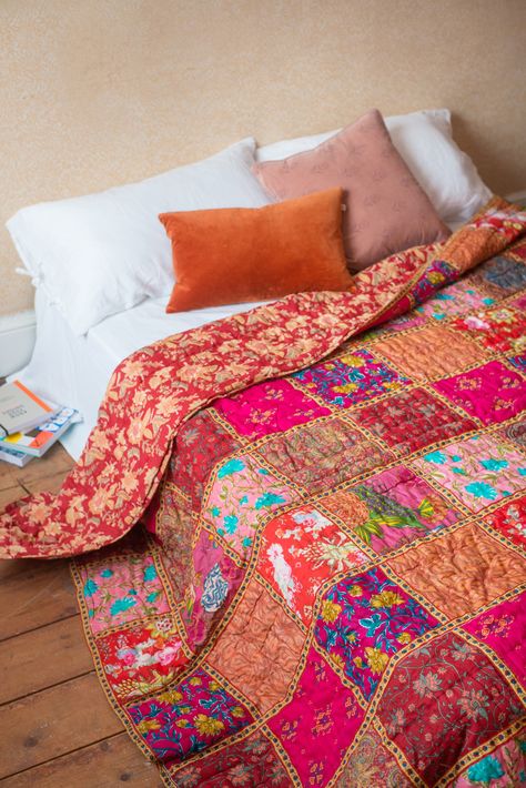 Bohemian Quilts and Fairtrade Bedspreads - handmade! – Page 2 – Ian Snow Ltd Red Patchwork Quilt, Patchwork Quilts Bohemian, Ian Snow, Patchwork Inspiration, Bohemian Quilt, Boho Quilt, Quilt Square Patterns, Vintage Bohemian Style, How To Dress A Bed