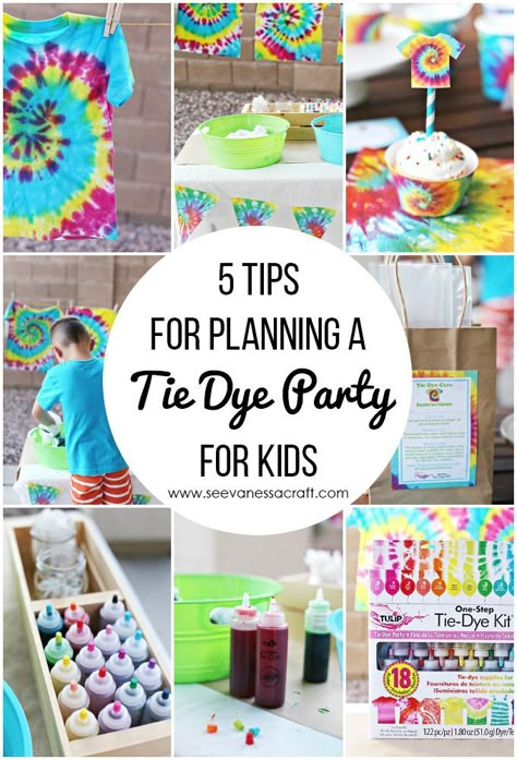 5 Tie Dye Party Tips for Kids Ties Crafts, Tie Dye Birthday Party, Lila Party, Tie Dye Birthday, Tie Dye Party, Tie Dye Kit, Tie Dye Crafts, How To Tie Dye, 9th Birthday Parties