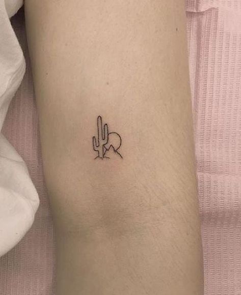 Cool Cactus Tattoo, 4-h Tattoos, Cactus Tattoo Behind Ear, Tiny Saguaro Cactus Tattoo, Cacti Tattoo Small, Arizona Tattoos Small, Fine Line Arizona Tattoo, Single Line Cactus Tattoo, Small Western Ankle Tattoo