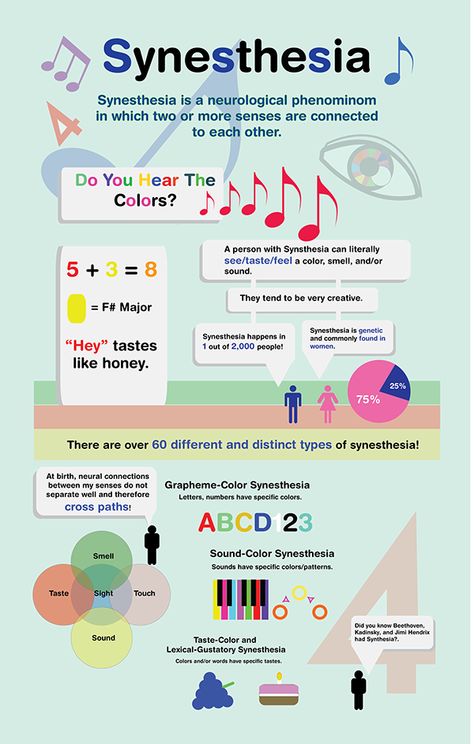 #Synesthesia. #infographic #science #perception #Psychology Mirror Touch Synesthesia, Infographic Science, Perception Psychology, Psychology Color, Psychology Infographic, Psychology Memes, Neural Connections, Abnormal Psychology, Time Space