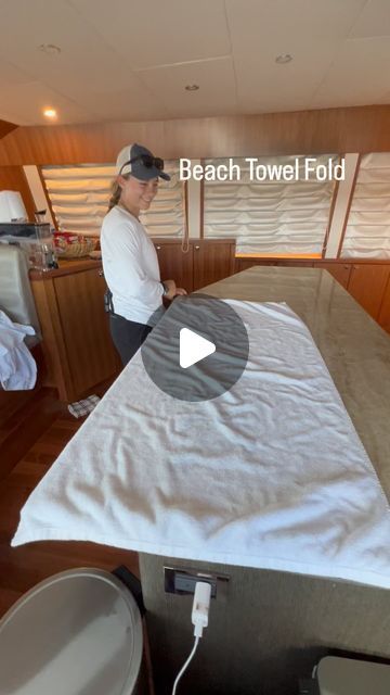 On Deck Yachting on Instagram: "🌴☀️🌊👙⛱️When your Deck Team is on point! Properly folding beach towels becomes crucial. We explore various methods to facilitate easy storage for beach trips, effortless guest access, and to enhance the overall professional and tidy presentation. We’ve determined this particular fold to be the most effective! What do you think about it?⛱️👙⚓️⚓️ Visit us at Ondeck-yachting.com and all other social media platforms! #ondeckyachting #OWNERS #stewardess #estates #Yachting #EstateStaff #OnDeck #YachtLife #yacht #yachtcrew #supportsmallbusinessowners #estateliving #benefits #whatweoffer" How To Roll A Beach Towel, How To Roll Beach Towels To Save Space, How To Roll Beach Towels, Different Ways To Fold Towels, Folding Beach Towels Save Space, How To Fold Beach Towels To Save Space, How To Fold A Beach Towel, Folding Large Towels, Beach Towel Folding Ideas