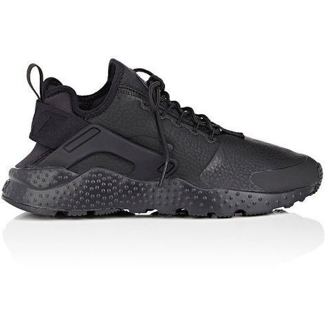 Nike Women's Air Huarache Run Ultra Premium Leather Sneakers ($130) ❤ liked on Polyvore featuring shoes, sneakers, black, black sneakers, black lace up sneakers, stretch leather shoes, stretch trainer and nike shoes Urban Black High-top Running Shoes, Black Low-top Huaraches For Streetwear, Stretch Leather Shoes, Black Lace-up Sneakers With Cushioned Footbed, Black Low-top Sports Huaraches, Black Lace-up Impact Resistant Sneakers, Stretch Shoes, Black Lace Shoes, Nike Footwear