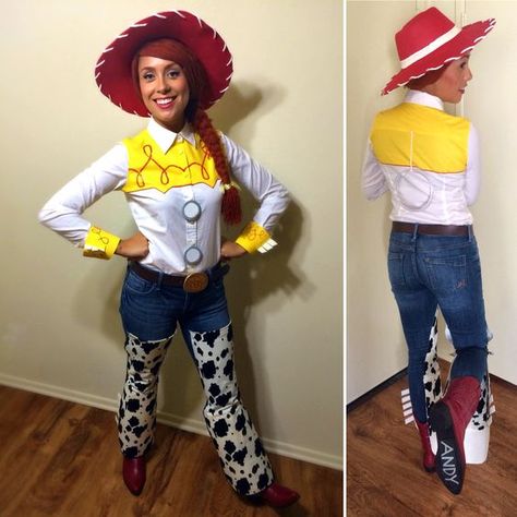 75 Awesome Disney Costumes from PixieDustStorm.com - Jessie from Toy Story tutorial Toy Story Jesse Costume Diy, Toy Story Homemade Costumes, Jessie The Cowgirl Costume, Jessie Diy Costume Toy Story, Woody And Jessie Costumes Diy, Jessie Costume Diy, Jessy Costume, Disfraz Jessie Toy Story, Diy Jessie Costume