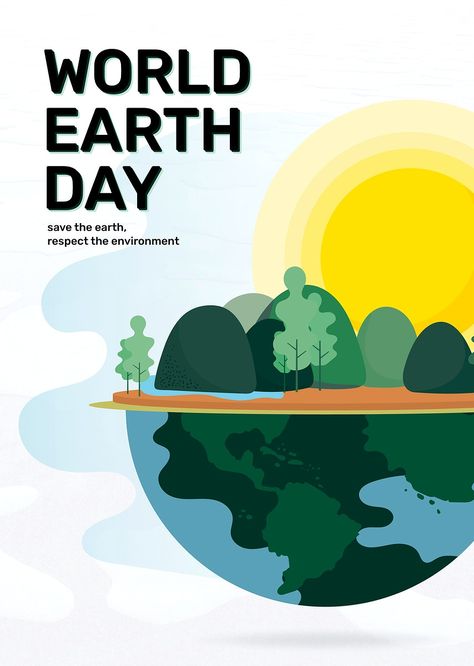 World earth day and respect the environment poster | premium image by rawpixel.com / Sasi World Earth Day Poster, Go Green Posters, Save Earth Posters, World Environment Day Posters, Footprint Poster, Earth Day Poster, Earth Day Drawing, Environmental Posters, Earth Day Posters