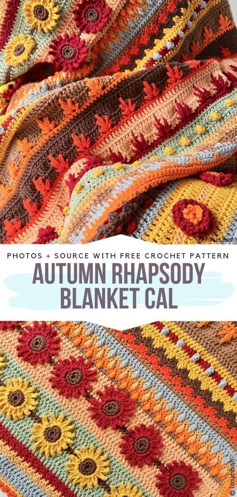 Unique Afghan Crochet Patterns, Fireside Blanket Crochet, Multi Stitch Crochet Blanket, Cal Crochet Free Pattern, Fall Crochet Blanket, Cal Crochet, Crochet Autumn, Crochet Blanket Ideas, Autumn Crochet