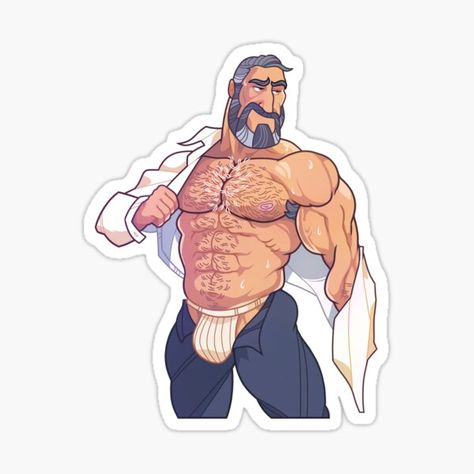 "Gay bear man flexing muscles" Sticker for Sale by vincettiart | Redbubble Man Flexing, Flexing Muscles, Muscular Guy, Male Art Reference, Bear Sketch, Gay Sticker, Concept Art Tutorial, Bear Man, Lgbt Art