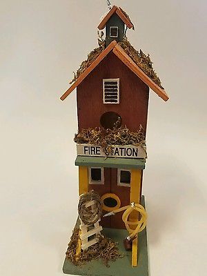 Wooden Decorative Fire Station Bird House Holiday Birdhouses, Gone Fishing Sign, Fishing Sign, Cabin Theme, Trout Fish, Wooden Bird Houses, Bird House Kits, Pine Christmas Tree, Decorative Bird Houses