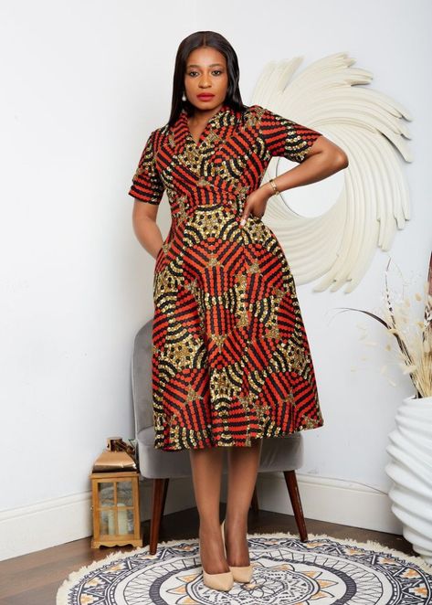 30 Elegant Ankara Bodycon Midi Gown Styles For Stylish Female Bosses. - Stylish Naija Friday Wear, Kitenge Dress, Kitenge Designs, Kitenge Fashion, Ankara Short, Midi Gowns, African Fabric Dress, Dress Sleeves, Braids Styles