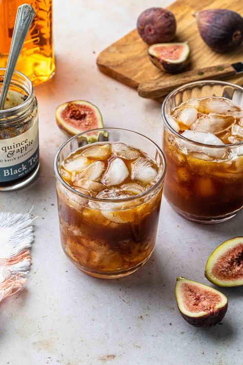 Shake up festive holiday drinks by adding some specialty preserves to the mix. The flavor possibilities are endless with these easy jam cocktails, but our favorite mixes fig jam with rye whiskey and a bit of amaro. Fig Drink, Jam Cocktails, Event Drinks, Fig Preserves, Festive Holiday Drinks, Easy Jam, Whisky Drinks, Whiskey Cocktail, Preserved Lemons