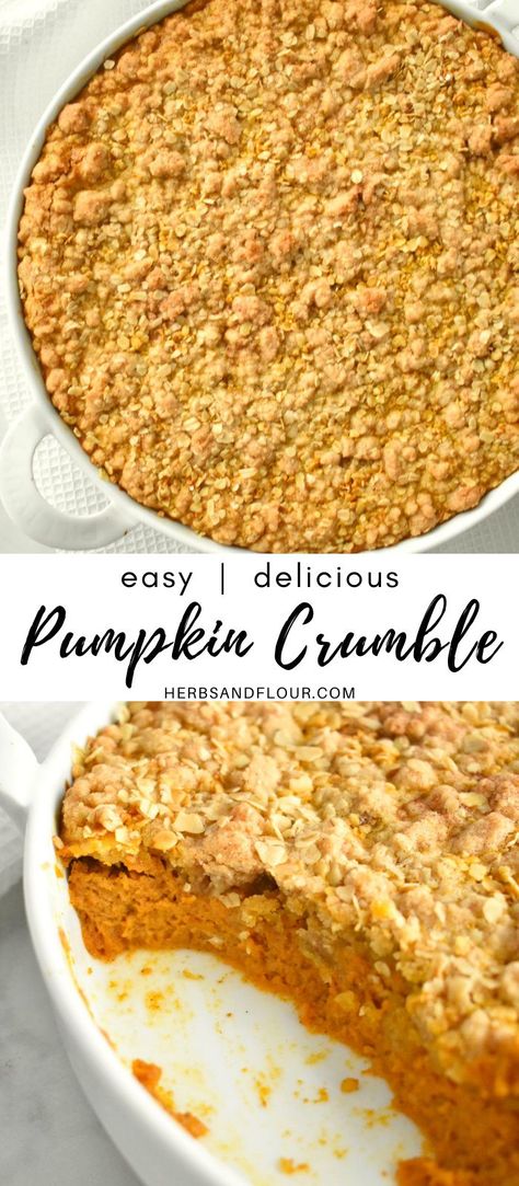 Quick Pumpkin Desserts, Pumpkin Crisp Recipe, Pumpkin Crumble, Easy Pumpkin Recipes Desserts, Healthy Pumpkin Dessert, Pumpkin Crisp, Pumpkin Puree Recipes, Easy Pumpkin Dessert, Pumpkin Recipes Easy