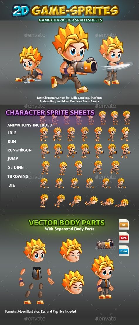 2d Platformer Character Design, 2d Game Character Sprites, 2d Character Design Game, 2d Game Assets, 2d Game Art Character, Platformer Character, 2d Game Character Design, Game Assets 2d, Sprite Character