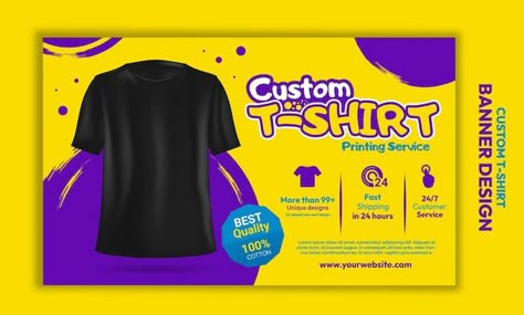 Vector custom tshirt design printing ser... | Premium Vector #Freepik #vector #shirt #uniform #black-shirt #shirt-mockup Business T Shirt Design, T Shirt Ads Design, T Shirt Poster Design, Tshirt Advertising Ideas, Tshirt Poster, Photoshop Video, Custom T Shirt Printing, Custom Tshirt, Banner Printing