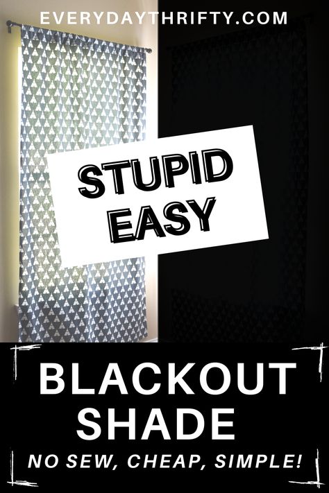 No special skills required for this EASY blackout shade tutorial! This is a money saving hack to avoid paying major bucks for a shade that fits inside your window. This will make ANY room pitch black. #blackoutshadeDIY #blackoutshadetutorial #DIYhomedecor Diy Window Blinds, Diy Blackout Curtains, Shade Tutorial, Diy Window Shades, Room Darkening Blinds, Window Coverings Blackout, Room Darkening Shades, Window Treatments Ideas, Blackout Window Treatments