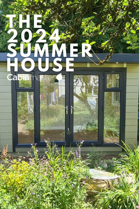 summer house in marley board cladding designed and installed by Cabin Master in Nottingham. The garden is natural and green Garden Structures, Summer House Ideas, Summerhouse Ideas, Houses Uk, Garden Houses, Garden Rooms, Ideas Garden, The Cabin, Garden Room