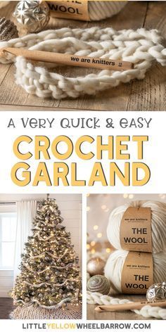 Christmas Theme Decor, Crochet Christmas Garland, Classy Crochet, January Decor, Diy Christmas Garland, Crochet Garland, Easy Craft Ideas, Diy Christmas Decorations, Look Classy