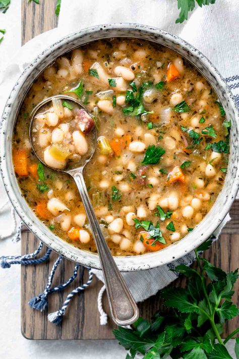 White Beans And Ham Soup, White Bean Ham Soup, Ham And White Bean Soup, Leftover Ham Bone, Ham Hock Soup, White Beans And Ham, White Bean Soup Recipes, Ham Bone, Ham Soup