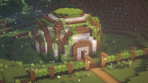 Minecraft Villager Farm Ideas, Cute Green House Minecraft, Minecraft Swamp House Easy, Minecraft Houses Green, Green House In Minecraft, Minecraft Fishing Deck Ideas, Green Aesthetic Minecraft, Aesthetic Minecraft Bee Sanctuary, Green House Ideas Minecraft