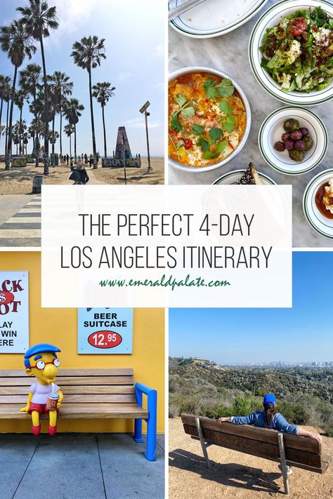 collage of things to do in LA during a 4 day Los Angeles itinerary Los Angeles Itinerary 5 Days, La Vacation Outfits Los Angeles, Weekend In La, One Day In La, Los Angeles With Teens, La Sightseeing Los Angeles, Day Trips From Los Angeles, What To Do In La, La Living