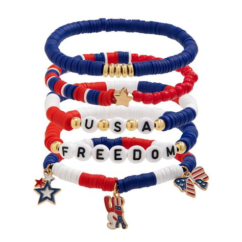 PRICES MAY VARY. 【INDEPENDENCE DAY】 Delicate Independence Day themed bracelets! Wearing bracelets in the colors of the monumental American flag on the 4th of July is the perfect way to show your love for your country and commemorate Independence Day. 【MORE DETAILS】 Material: alloy, clay bead, acrylic, imitation pearl. There is a detailed size and weight description in the second picture. This set of bracelets is stretchy, easy to wear and suitable for most people. 【IDEAL GIFT】 You can give it to Vinyl Disc, Purple Beaded Bracelets, Bracelet Party, Holiday Bracelets, Summer Beach Jewelry, Monogram Bracelet, Heart Letter, Surfer Bracelets, Style Hip Hop