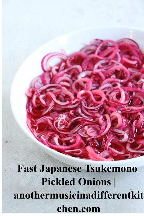 Text / Tt / Text / Fast Japanese Tsukemono  Pickled Onions | anothermusicinadifferentkit chen.com Asian Pickled Onions, Asian Pickled Red Onions, Korean Pickled Onions, Tsukemono Recipes, Tsukemono Recipe, Picked Red Onions, Japanese Barbecue, Pickle Onions Recipe, Quick Pickles