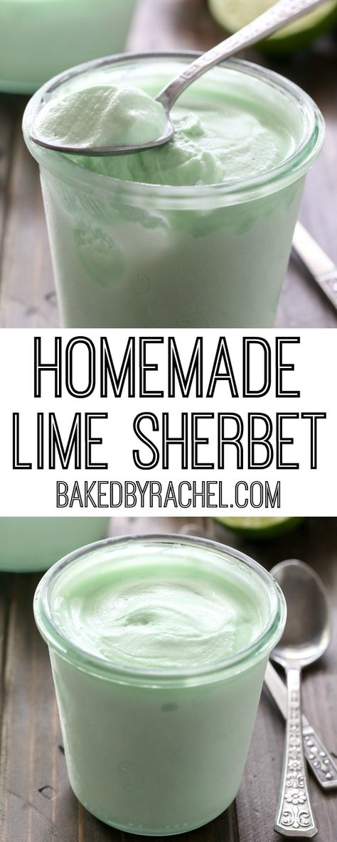 Lime Sherbert, Sherbet Recipes, Lime Sherbet, Diy Easy Recipes, Ice Cream Maker Recipes, Peach Sorbet, Lime Recipes, Homemade Ice Cream Recipes, Sorbet Recipes