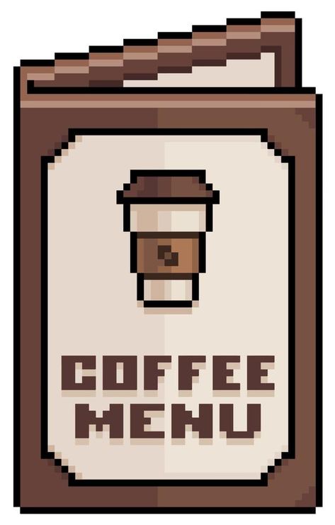 Pixel art coffee menu, paper menu vector icon for 8bit game on white background Cafe Icon, Restaurant Icon, Game Cafe, Coffee Icon, Art Restaurant, Vector Game, Cafe Branding, Art Cafe, Coffee Shop Aesthetic