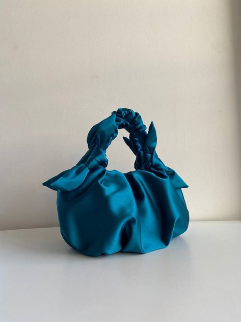 Tying A Silk Scarf, Wedding Guest Bag, Furoshiki Bag, Ocean Bag, Satin Handbag, Unusual Handbags, Wedding Guest Bags, Japanese Knot Bag, Bridal Purse