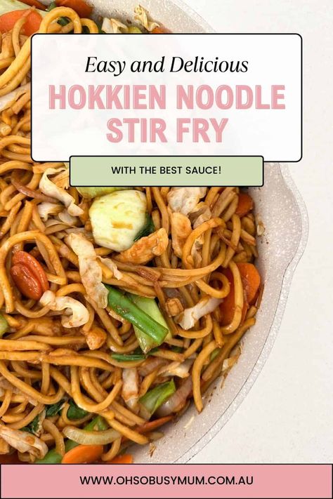 Hokkien Noodle Stir Fry Noodle Chicken Stir Fry, Hokkien Noodles Recipe, Hokkien Noodles, Veggie Stir Fry Recipes, Stir Fry Vegetables, Noodle Stir Fry, Noodle Recipes Easy, Stir Fry Noodles, Easy Veggie