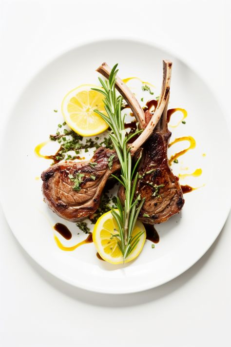 Savour the Mediterranean Flavours: Corsican Grilled Lamb Chops with Rosemary Guide #mediterraneandiet Mediterranean Dinner Aesthetic, Lamb Chop Dinner Ideas, Wedding Dinner Food, Plate Styling, Starters Menu, Crusted Rack Of Lamb, Chef Tattoo, Grilled Lamb Chops, Lamb Chop Recipes