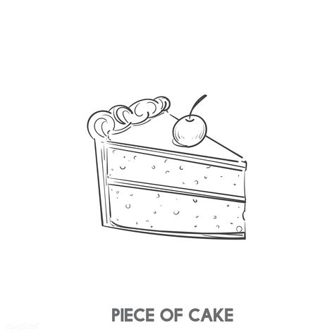 A piece of cake | premium image by rawpixel.com Drawing Dessert, Cake Piece, Cake Sketch, 블로그 디자인, Desserts Drawing, Cake Icon, Cupcake Drawing, Cake Vector, Cake Drawing