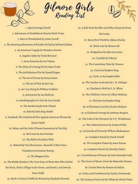 Gilmore Reading List, Books To Feel Like Rory Gilmore, Rory Gilmore Book Recommendations, Gilmore Girls Books Reading Lists, Books Rory Gilmore Would Read, Books From Rory Gilmore, Books Read By Rory Gilmore, Rory’s Reading List, Guide To Rory Gilmore