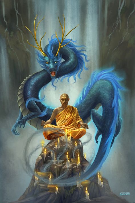 Naga Art, Searching For Peace, Naga Dragon, Yin Yang Tattoos, Buddha Art Painting, Dragon Artwork Fantasy, Dragon Images, Dragon Pictures, Dragon Artwork