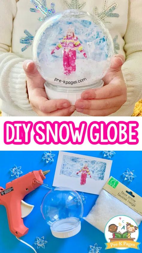 Winter Craft Preschool, Making Snow Globes, Easy Snow Globes, Snow Globe For Kids, Waterless Snow Globe, Christmas Snowglobe, Winter Theme Preschool, Globe Diy, Snow Globe Crafts