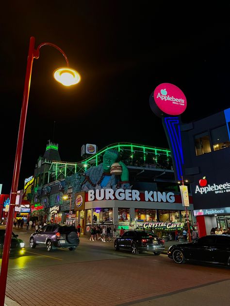 Niagara Falls Clifton Hill Niagara Falls At Night, Niagara Falls Canada Aesthetic, Niagara Falls Aesthetic, Niagara Falls City, Clifton Hill Niagara Falls, Niagara Falls At Night, Canada Study, Visiting Niagara Falls, 2024 Manifestation