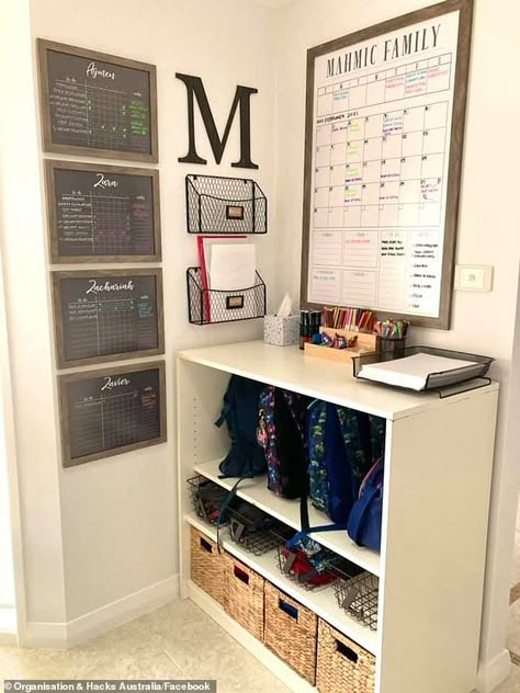 Family Command Center Wall, Organised Mum, Home Command Center, Basement Ideas On A Budget, Family Command Center, House Organisation, Home Organisation, Home Organization Hacks, Home Office Organization