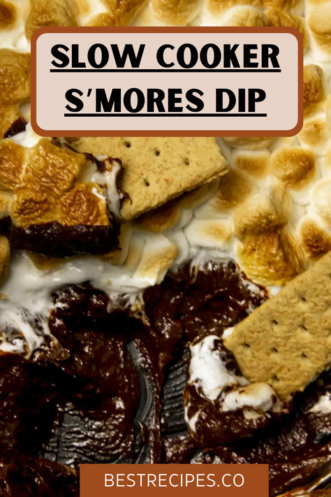 As corny as it sounds, one of my favourite treats has always been and always will be s'mores.The melty chocolate, or the sticky toasted marshmallows, but they always make me happy! I took my passion for this delicacy and made it into a year-round dish that can be eaten as a dip or as a fondue! | dessert recipes | cake recipes | cake recipes easy | healthy food recipes | slow cooker recipes | slow cooker dessert recipes | dessert ideas | dessert for family Crock Pot Smores, Slow Cooker Sweet Recipes, Crock Pot Smores Dip, Mini Crockpot Recipes Desserts, S’mores Dip Crockpot, Slow Cooker Smores Dip, Mini Crockpot Dessert Recipes, Recipe For S’mores Dip, Smore Dip Recipe