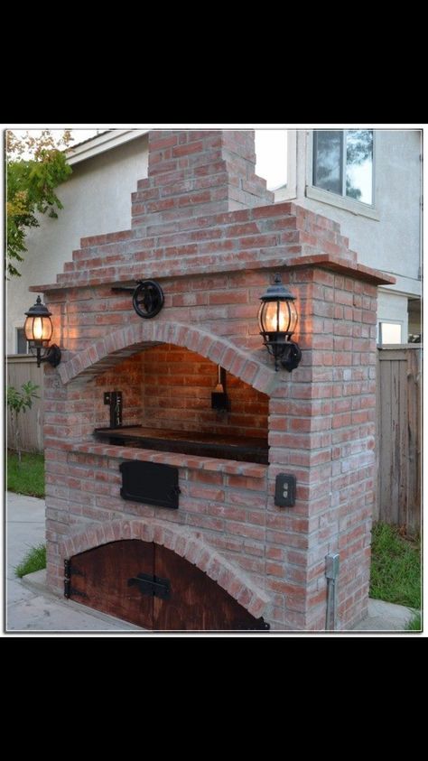 Barbacoa Exterior, Argentinian Grill, Brick Grill, Outdoor Fireplace Pizza Oven, Pizza Oven Outdoor Kitchen, Brick Bbq, Brick Pizza Oven, Barbecue Design, Outdoor Barbeque