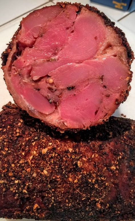 Turkey Pastrami Recipe, Homemade Turkey Pastrami Recipe, Turkey Pastrami, Making Pastrami From Corned Beef, Duck Pastrami, Home Made Pastrami, Luncheon Meat Recipe, Katz Deli Pastrami Recipe, How To Make Pastrami