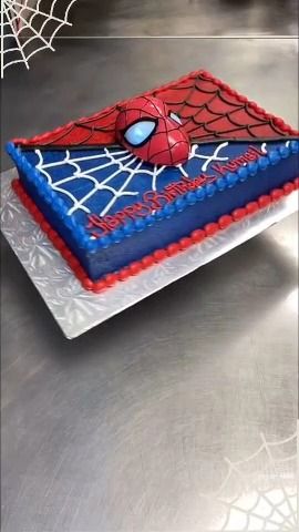 Spider Man Sheet Cake, Spiderman Sheet Cake, Spider Man Cake Design, Spiderman Cake Birthday For Kids, Sheet Cakes Decorated, Superhero Birthday Party Decorations, Lightning Mcqueen Cake, Mcqueen Cake, Red Birthday Cakes