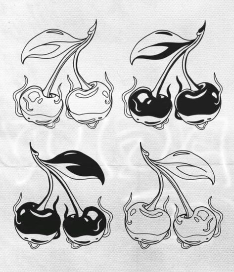 Black Work Tattoo Flash, High Contrast Tattoo, Contrast Tattoo, Cherry Tattoo, Cherry Tattoos, Flame Tattoos, Flash Tattoo Designs, Tattoo Art Drawings, Tattoo Flash Art