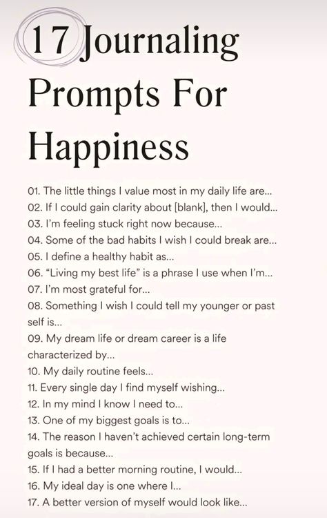 Journal Prompt Ideas, Happy Journal, Mindfulness Journal Prompts, Morning Journal Prompts, Prompt Ideas, Journal Inspiration Writing, Healing Journaling, Journal Questions, Happiness Journal