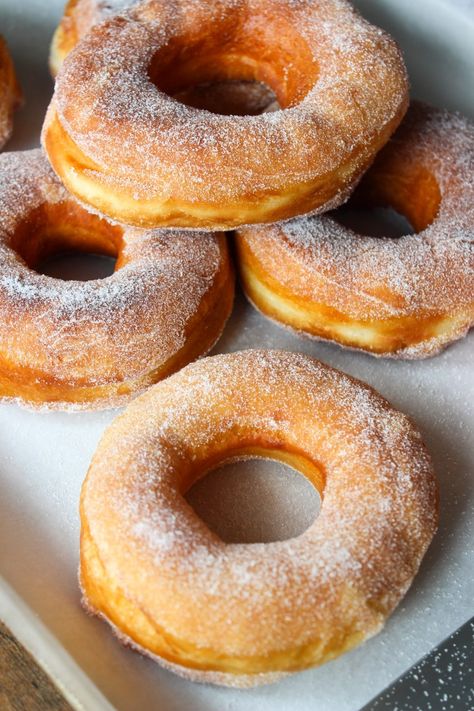 Sugar doughnuts (Ντόνατς με ζάχαρη) – Taking the guesswork out of Greek cooking…one cup at a time Greek Donuts, Greek Recipes Authentic, Greek Sweets, Sugar Donut, Special Occasion Food, Greek Cooking, Homemade Donuts, Doughnut Recipe, Global Recipes