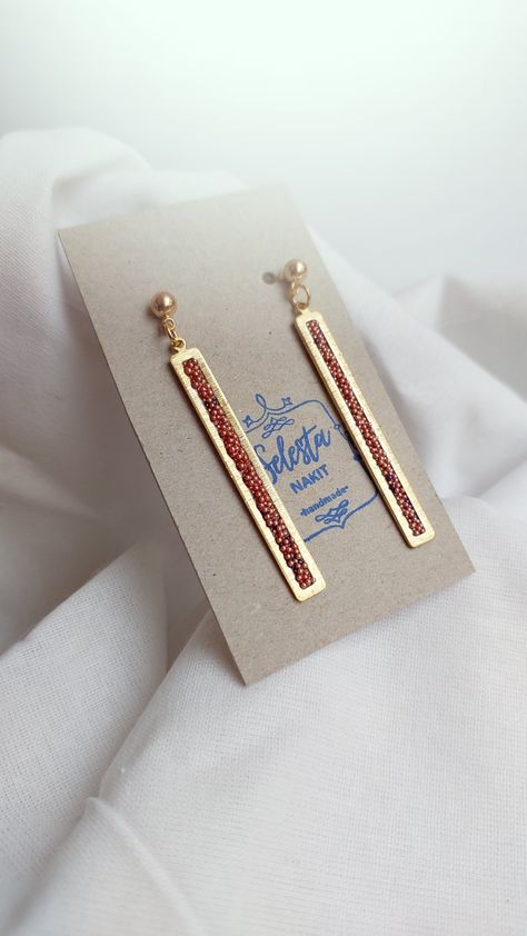 Rectangular Earrings, Hammered Brass, Simple Earrings, Minimalist Earrings, Cute Earrings, Epoxy Resin, Dangle Earrings, Brass, Quick Saves